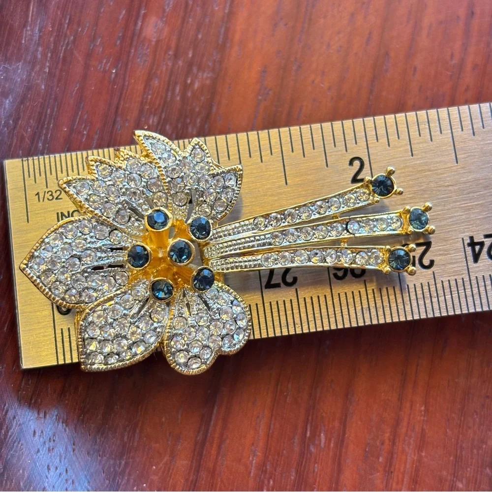 Vintage Dolphin Ore 18k EP Swarovski & Cubic Zirconia Orchid Brooch Pendant
